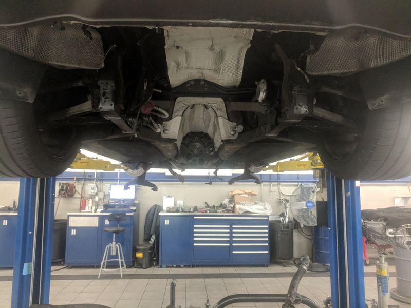 Underside of AMG GT-S sans drivetrain